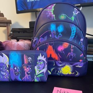 Disney Villians Loungefly Backpack and Wallet
